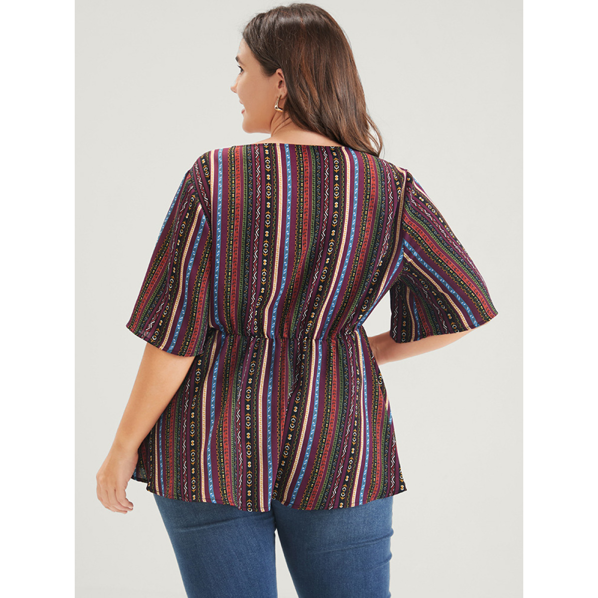 Plus Size Multicolor Striped Elastic Waist Button Ruffles Wrap Blouse Women Elegant Short sleeve V-neck Dailywear Blouses BloomChic
Plus Size Multicolor Striped Elastic Waist Button Ruffles Wrap Blouse Women Elegant Short sleeve V-neck Dailywear Blouses BloomChic