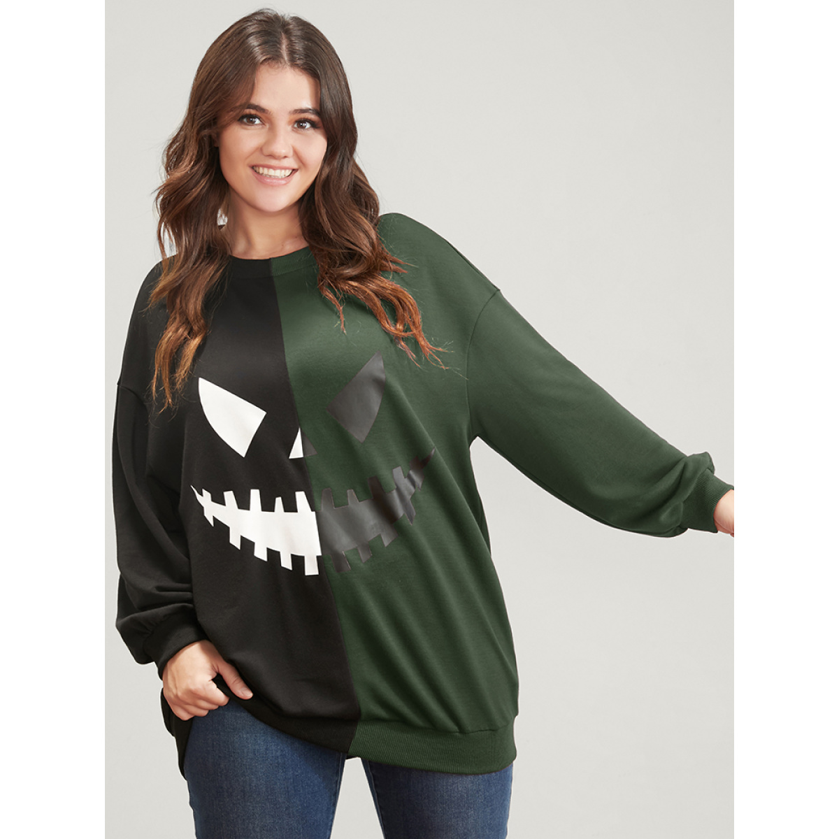 Plus Size Halloween Contrast Drop Shoulder Sweatshirt Women ArmyGreen Party Contrast Round Neck Festival-Halloween Sweatshirts BloomChic
Plus Size Halloween Contrast Drop Shoulder Sweatshirt Women ArmyGreen Party Contrast Round Neck Festival-Halloween Sweatshirts BloomChic