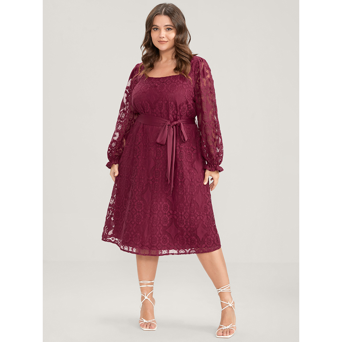 Plus Size Solid Square Neck Lantern Sleeve Belted Lace Dress Scarlet Women Glamour Belted Square Neck Long Sleeve Curvy Midi Dress BloomChic
Plus Size Solid Square Neck Lantern Sleeve Belted Lace Dress Scarlet Women Glamour Belted Square Neck Long Sleeve Curvy Midi Dress BloomChic