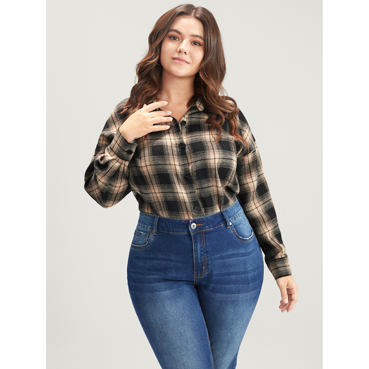 Plus Size Plaid Print Button Up Drop Shoulder Blouse Multicolor Long Sleeve Shirt collar Casual Shirts
Plus Size Plaid Print Button Up Drop Shoulder Blouse Multicolor Long Sleeve Shirt collar Casual Shirts