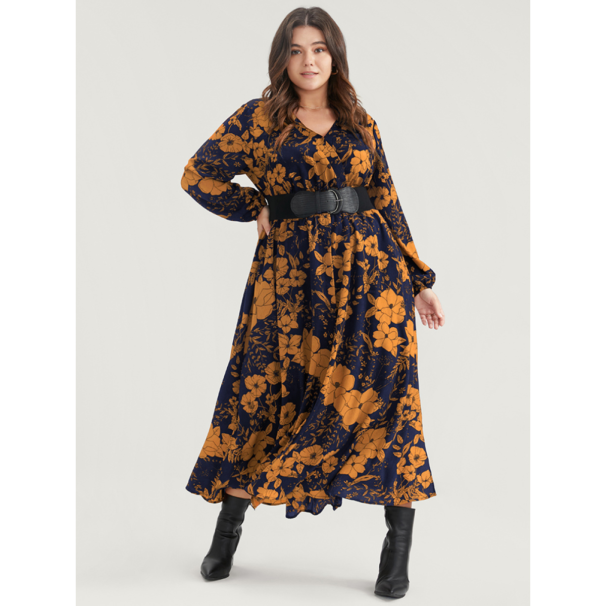 Plus Size Floral Print Pocket Wrap Lantern Sleeve Split Hem Dress Yellow Women Elegant Pocket V-neck Long Sleeve Curvy Midi Dress BloomChic
Plus Size Floral Print Pocket Wrap Lantern Sleeve Split Hem Dress Yellow Women Elegant Pocket V-neck Long Sleeve Curvy Midi Dress BloomChic