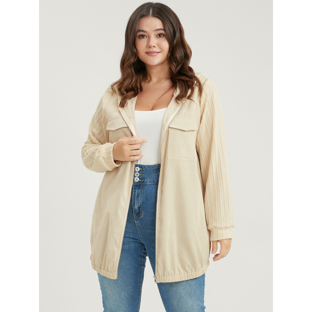 Plus Size Solid Flap Pocket Zip Up Hooded Coat Women Beige Casual Patchwork Ladies Dailywear Winter Coats BloomChic
Plus Size Solid Flap Pocket Zip Up Hooded Coat Women Beige Casual Patchwork Ladies Dailywear Winter Coats BloomChic
