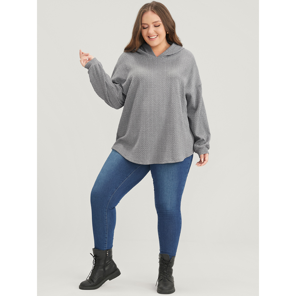 Plus Size Solid Drop Shoulder Textured Hooded Sweatshirt Women DarkGray Casual Plain Hooded Dailywear Sweatshirts BloomChic
Plus Size Solid Drop Shoulder Textured Hooded Sweatshirt Women DarkGray Casual Plain Hooded Dailywear Sweatshirts BloomChic