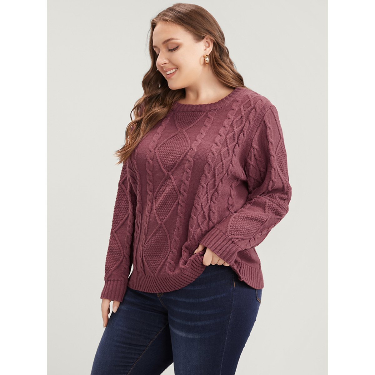 Plus Size Solid Pointelle Knit Round Neck Geometric Cable Knit Top Russet Women Casual Long Sleeve Round Neck Dailywear Pullovers BloomChic
Plus Size Solid Pointelle Knit Round Neck Geometric Cable Knit Top Russet Women Casual Long Sleeve Round Neck Dailywear Pullovers BloomChic