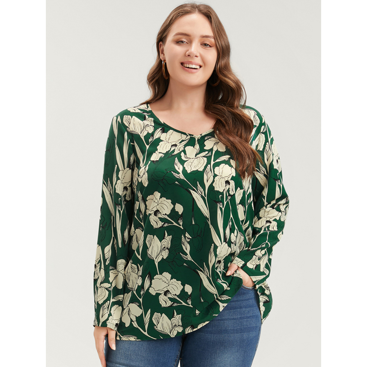 Plus Size Emerald Floral Printed V Neck Blouse Women Elegant Long Sleeve V-neck Dailywear Blouses BloomChic
Plus Size Emerald Floral Printed V Neck Blouse Women Elegant Long Sleeve V-neck Dailywear Blouses BloomChic