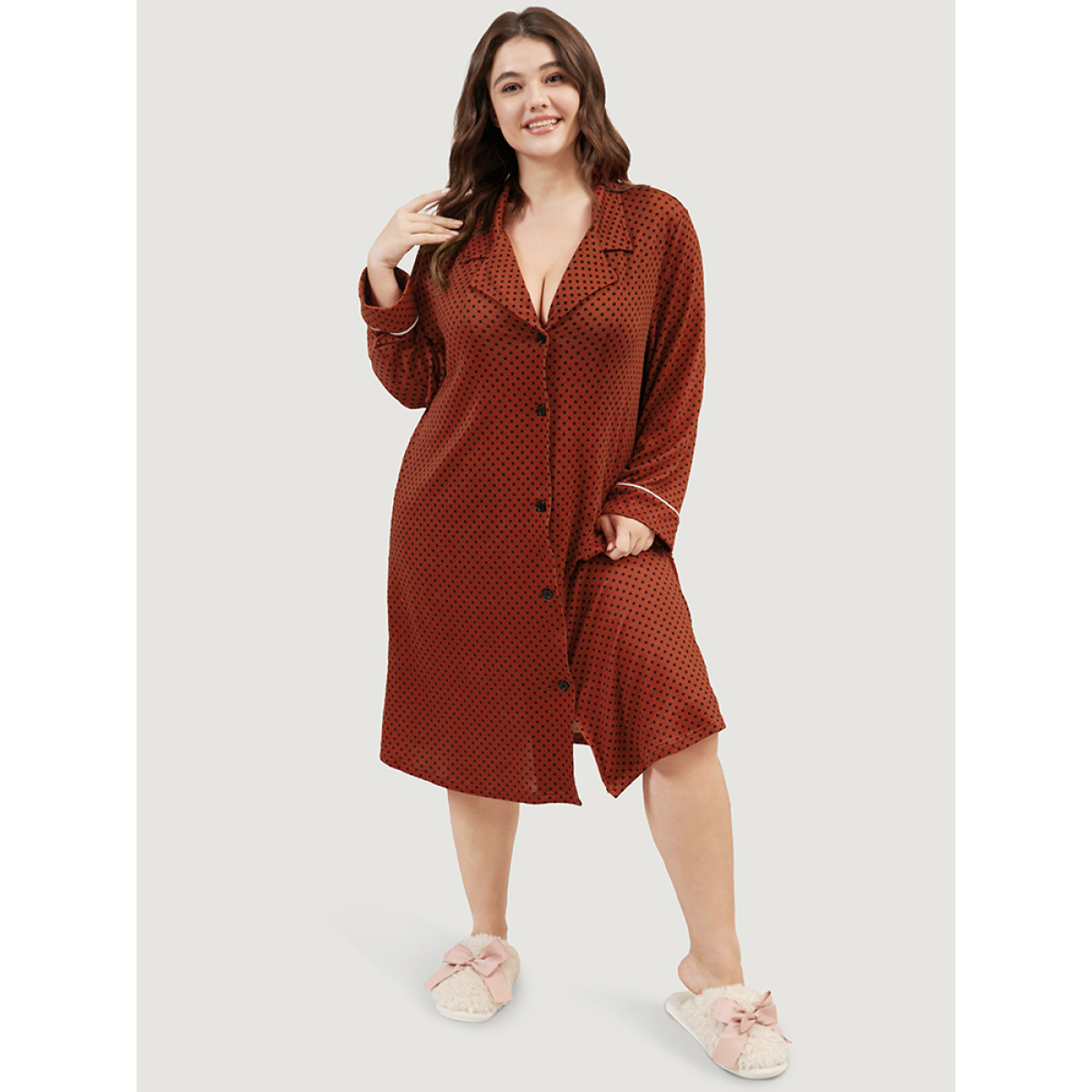 Plus Size Polka Dot Button Up Suit Collar Night Dress Raspberry Long Sleeve Suit Collar Casual Home Bloomchic
Plus Size Polka Dot Button Up Suit Collar Night Dress Raspberry Long Sleeve Suit Collar Casual Home Bloomchic