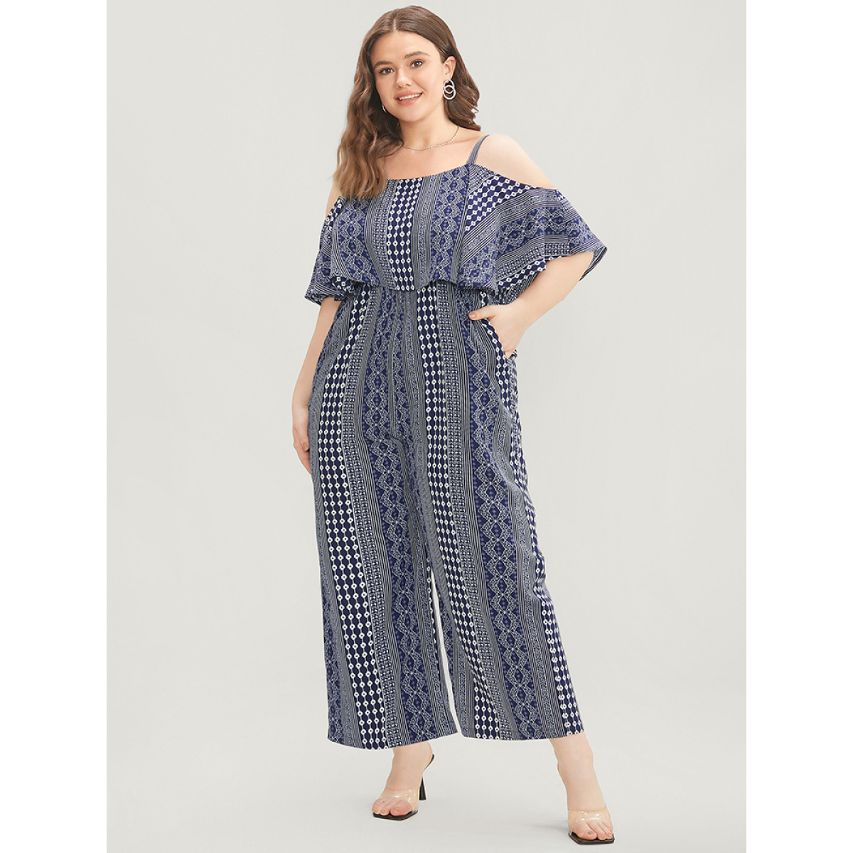 Plus Size Indigo Striped Geometric Pocket Ruffles Cold Shoulder Jumpsuit Women Vacation Short sleeve Cold Shoulder Dailywear Loose Jumpsuits BloomChic
Plus Size Indigo Striped Geometric Pocket Ruffles Cold Shoulder Jumpsuit Women Vacation Short sleeve Cold Shoulder Dailywear Loose Jumpsuits BloomChic