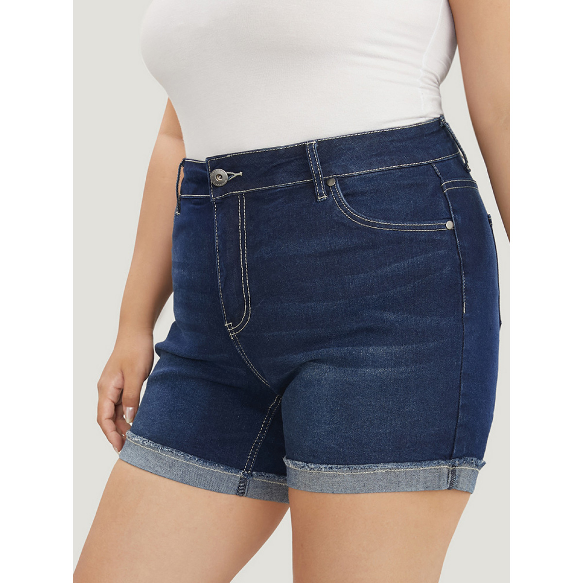 Plus Size Moderately Stretchy High Rise Dark Wash Roll Hem Denim Shorts Women Navy Casual Plain Medium stretch Pocket Jeans BloomChic
Plus Size Moderately Stretchy High Rise Dark Wash Roll Hem Denim Shorts Women Navy Casual Plain Medium stretch Pocket Jeans BloomChic