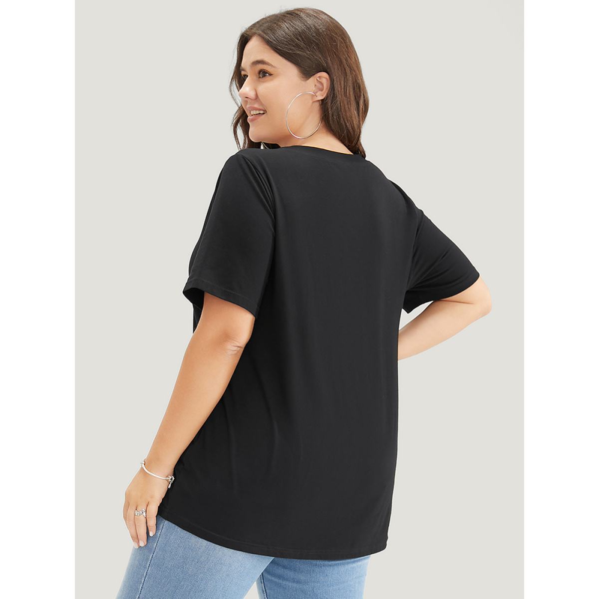 Plus Size Letter & Heart Print V Neck T-shirt Black Women Casual Letter Dailywear T-shirts BloomChic
Plus Size Letter & Heart Print V Neck T-shirt Black Women Casual Letter Dailywear T-shirts BloomChic