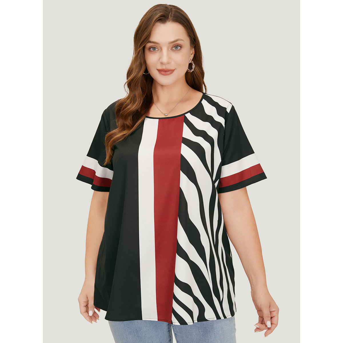 Plus Size Multicolor Striped & Geometric Print Crew Neck Blouse Women Elegant Short sleeve Round Neck Dailywear Blouses BloomChic
Plus Size Multicolor Striped & Geometric Print Crew Neck Blouse Women Elegant Short sleeve Round Neck Dailywear Blouses BloomChic