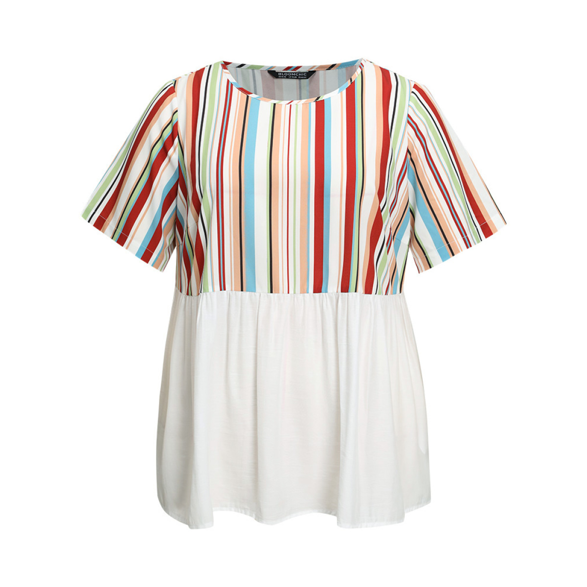 Plus Size Multicolor Rainbow Striped Patchwork Gathered Blouse Women Elegant Short sleeve Round Neck Dailywear Blouses BloomChic
Plus Size Multicolor Rainbow Striped Patchwork Gathered Blouse Women Elegant Short sleeve Round Neck Dailywear Blouses BloomChic