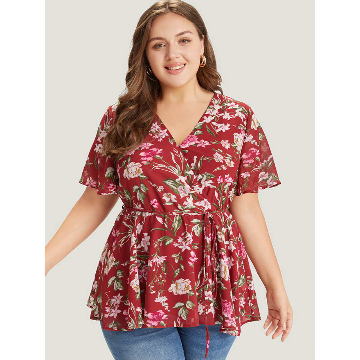 Plus Size Scarlet Floral Wrap Ruffle Sleeve Ties Blouse Women Elegant Short sleeve V-neck Dailywear Blouses BloomChic
Plus Size Scarlet Floral Wrap Ruffle Sleeve Ties Blouse Women Elegant Short sleeve V-neck Dailywear Blouses BloomChic