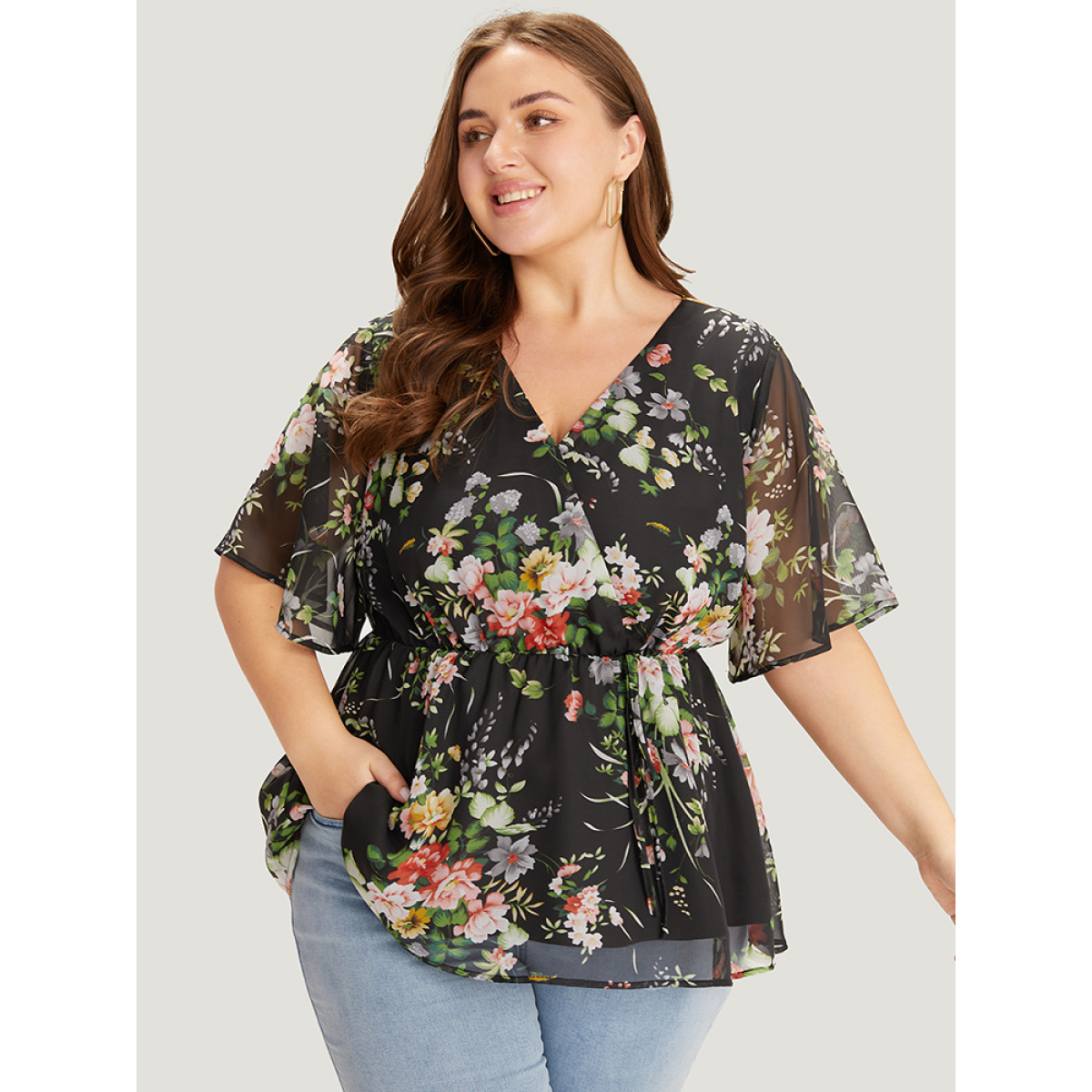Plus Size BlackFlower Floral Wrap Mesh Sleeve Blouse Women Elegant Half Sleeve V-neck Dailywear Blouses BloomChic
Plus Size BlackFlower Floral Wrap Mesh Sleeve Blouse Women Elegant Half Sleeve V-neck Dailywear Blouses BloomChic