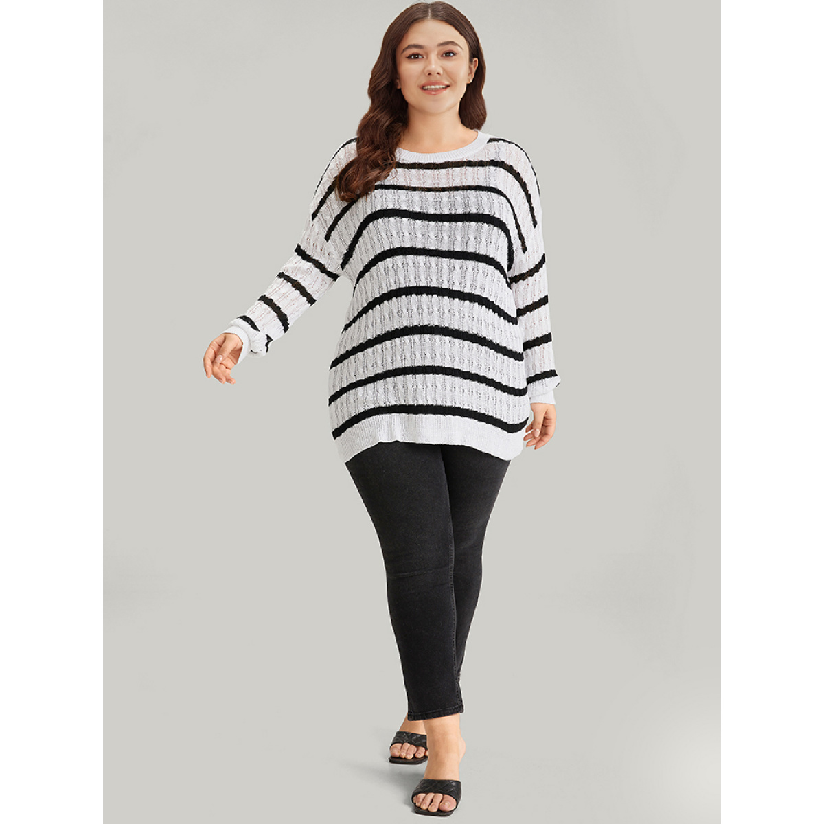 Plus Size Striped Cable Knit Drop Shoulder Pullover White Women Casual Bodycon Long Sleeve Round Neck Everyday Pullovers BloomChic
Plus Size Striped Cable Knit Drop Shoulder Pullover White Women Casual Bodycon Long Sleeve Round Neck Everyday Pullovers BloomChic