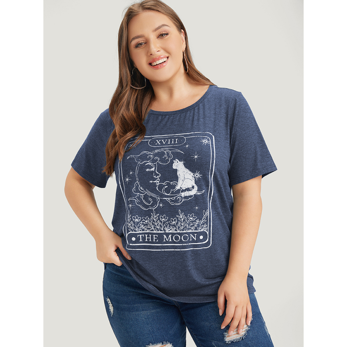 Plus Size Cat & Moon Print Heather Graphic Tee Blue Women Casual Printed Star and moon Round Neck Dailywear T-shirts BloomChic
Plus Size Cat & Moon Print Heather Graphic Tee Blue Women Casual Printed Star and moon Round Neck Dailywear T-shirts BloomChic
