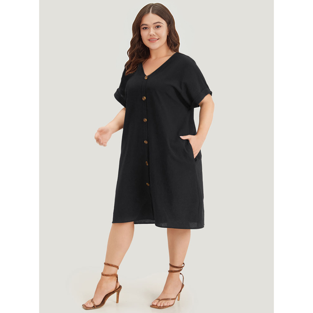 Plus Size Plain V Neck Button Through Dolman Sleeve Dress Black Women Elegant Button V-neck Half Sleeve Curvy Knee Dress BloomChic
Plus Size Plain V Neck Button Through Dolman Sleeve Dress Black Women Elegant Button V-neck Half Sleeve Curvy Knee Dress BloomChic