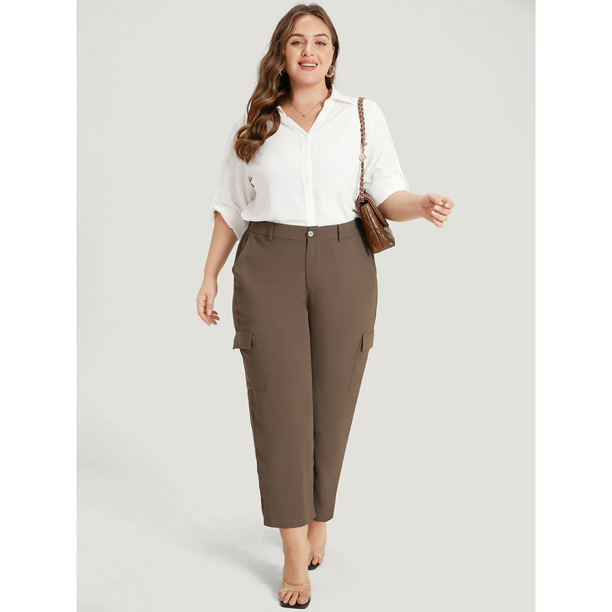Plus Size Plain Pocket Elastic Waist High Rise Pants Women DarkBrown Office Straight Leg High Rise Work Pants BloomChic
Plus Size Plain Pocket Elastic Waist High Rise Pants Women DarkBrown Office Straight Leg High Rise Work Pants BloomChic