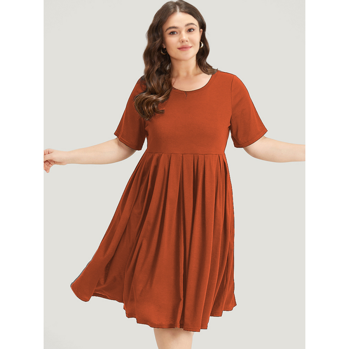 Plus Size Supersoft Essentials Solid Pleated Round Neck Midi Dress Chocolate Women Casual Plain Round Neck Short sleeve Curvy Midi Dress BloomChic
Plus Size Supersoft Essentials Solid Pleated Round Neck Midi Dress Chocolate Women Casual Plain Round Neck Short sleeve Curvy Midi Dress BloomChic