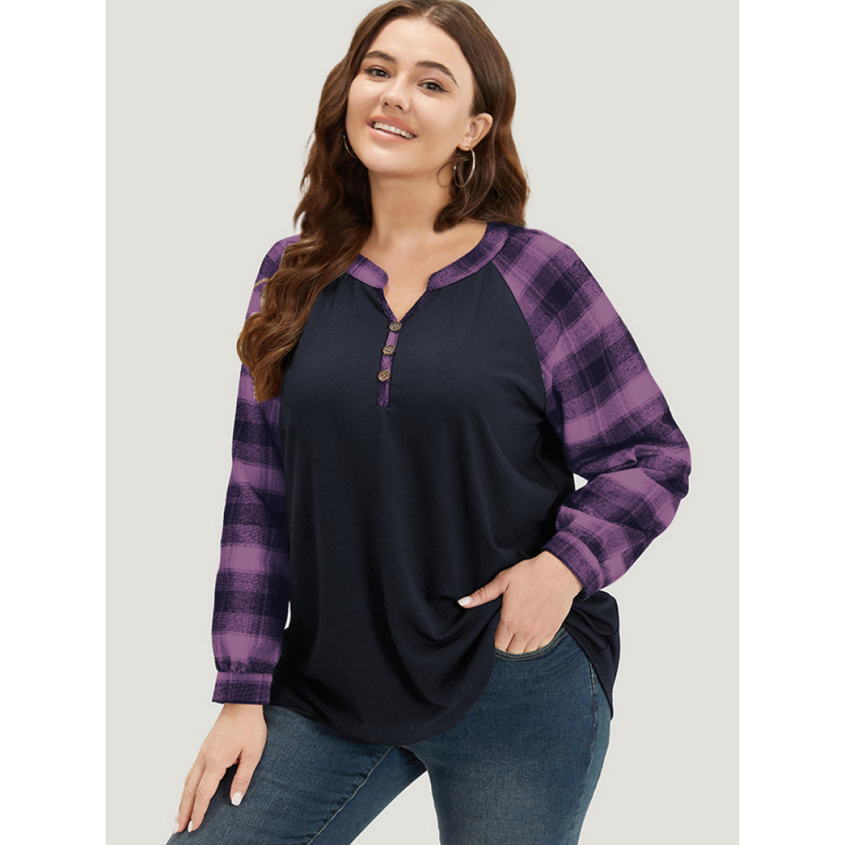 Plus Size Plaid Patchwork Notched Button Detail Sweatshirt Women Purple Casual Patchwork Notched collar Everyday Sweatshirts BloomChic
Plus Size Plaid Patchwork Notched Button Detail Sweatshirt Women Purple Casual Patchwork Notched collar Everyday Sweatshirts BloomChic