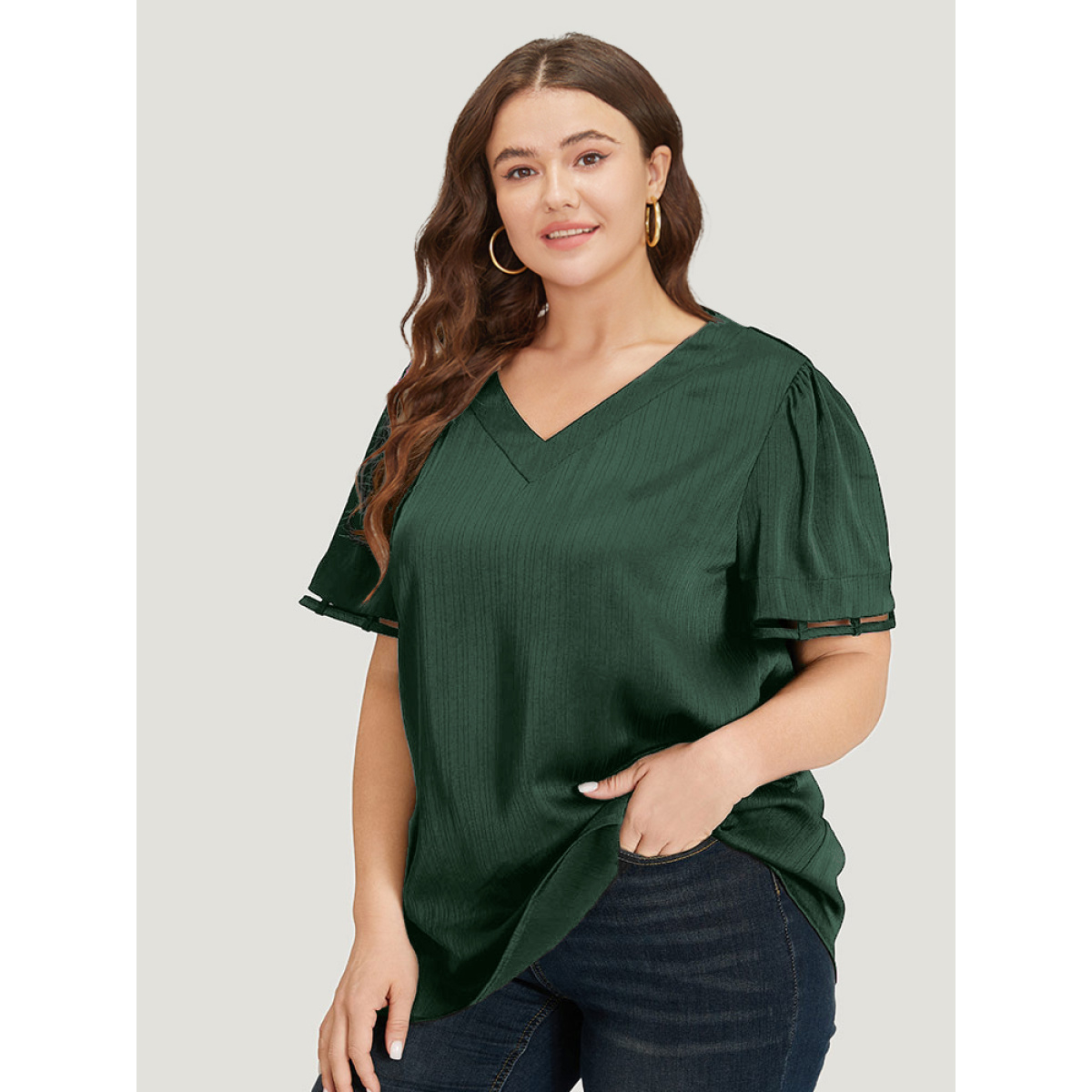Plus Size DarkGreen Plain Cut Out V Neck Blouse Women Office Short sleeve V-neck Work Blouses BloomChic
Plus Size DarkGreen Plain Cut Out V Neck Blouse Women Office Short sleeve V-neck Work Blouses BloomChic