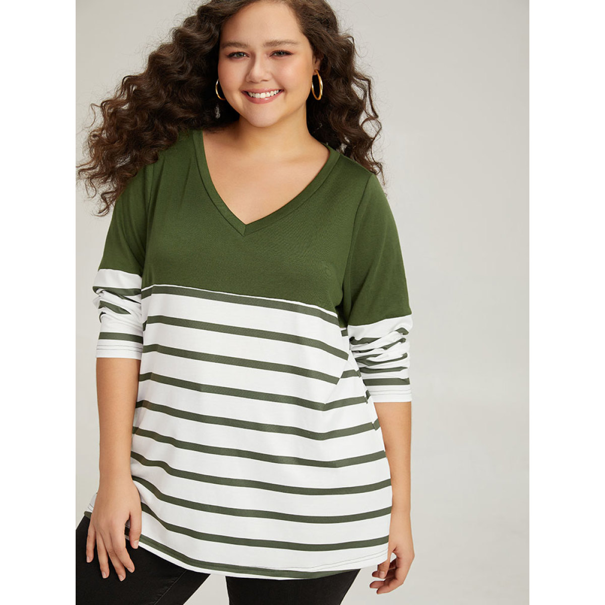 Plus Size Striped Patchwork Contrast V Neck Sweatshirt Women Green Casual Contrast V-neck Dailywear Sweatshirts BloomChic
Plus Size Striped Patchwork Contrast V Neck Sweatshirt Women Green Casual Contrast V-neck Dailywear Sweatshirts BloomChic