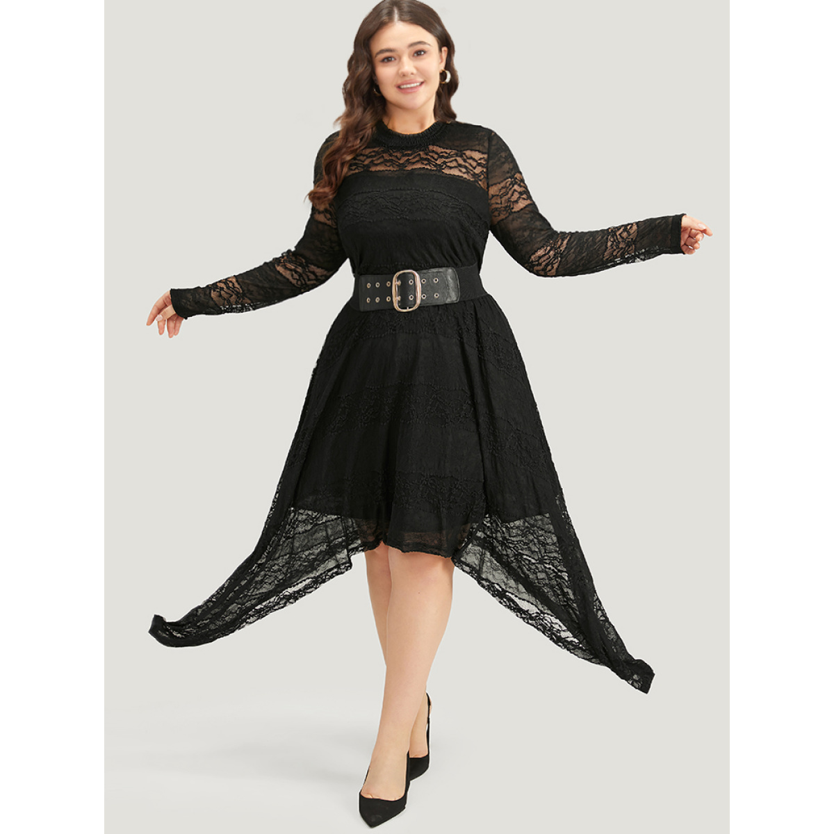 

Halloween Plain Asymmetrical Hem Mesh Skirt, Black