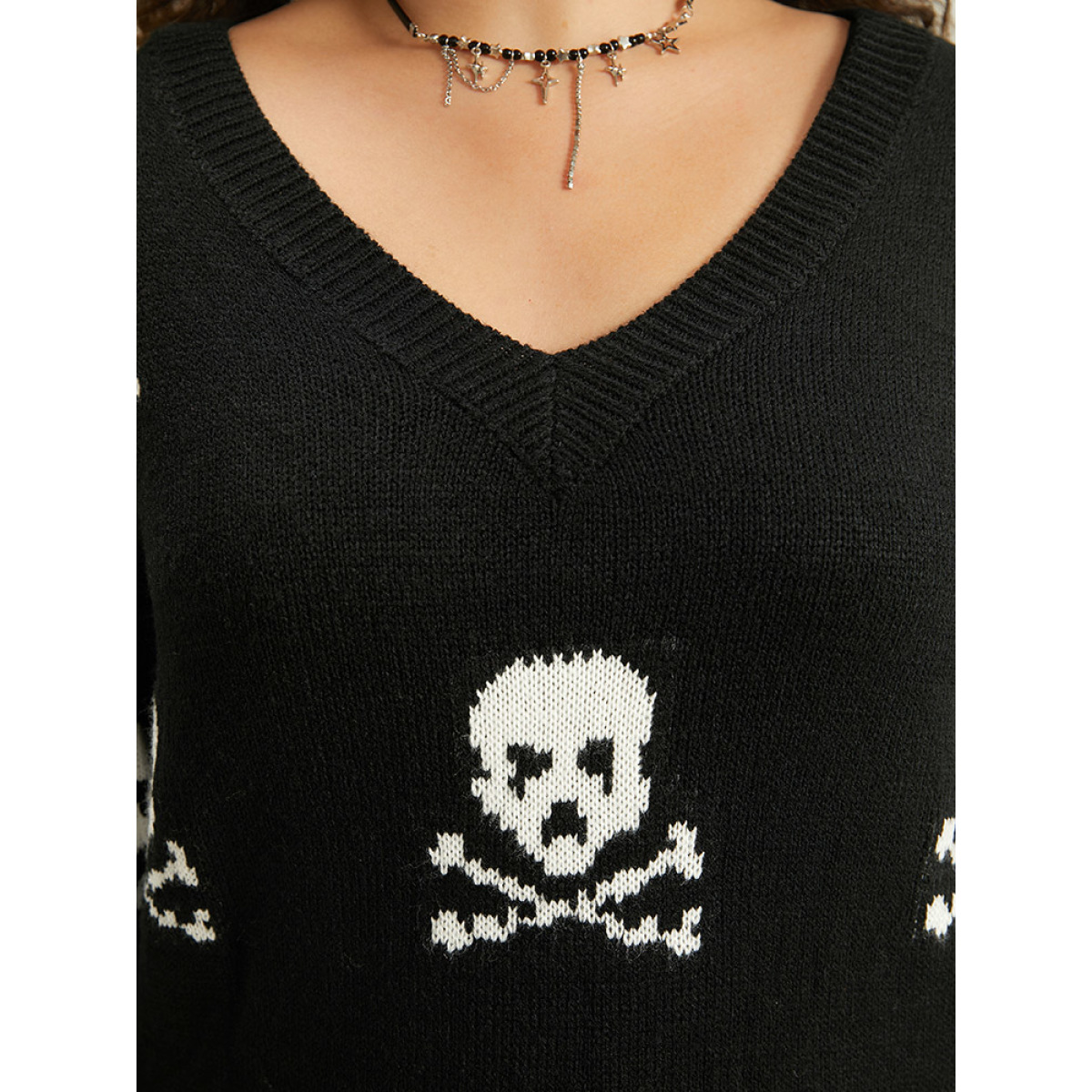 Plus Size Halloween Elastic Cuffs Skull Print Pullover Black Women Casual Loose Long Sleeve V-neck Dailywear Pullovers BloomChic
Plus Size Halloween Elastic Cuffs Skull Print Pullover Black Women Casual Loose Long Sleeve V-neck Dailywear Pullovers BloomChic