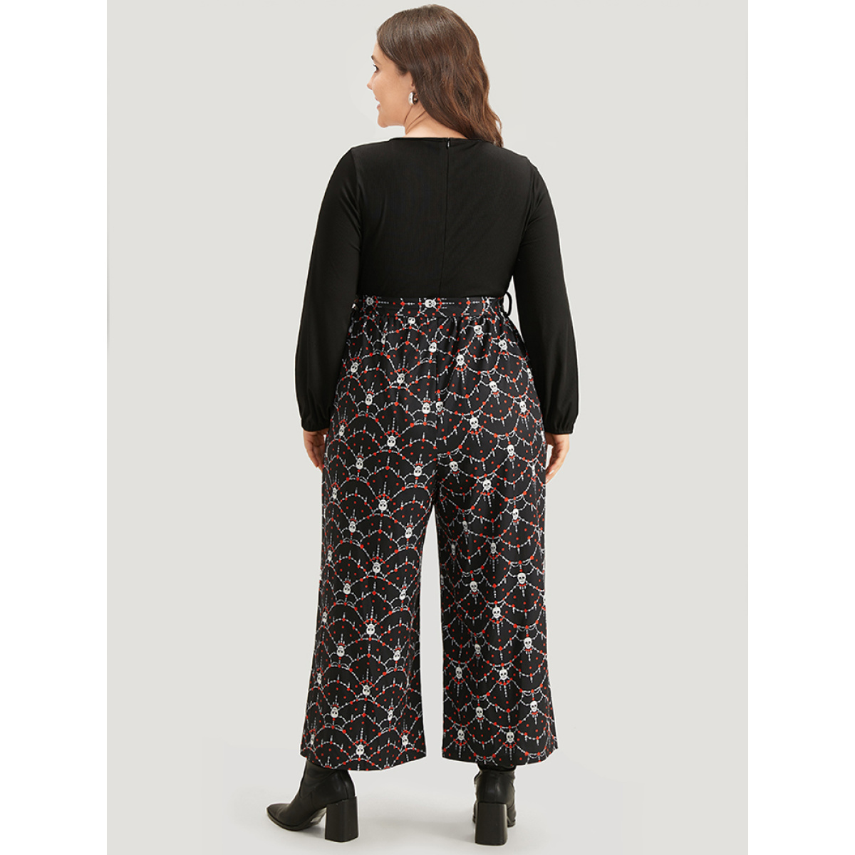 Plus Size Black Halloween Skull Print Patchwork Belted Jumpsuit Women Elegant Long Sleeve Square Neck Festival-Halloween Loose Jumpsuits BloomChic
Plus Size Black Halloween Skull Print Patchwork Belted Jumpsuit Women Elegant Long Sleeve Square Neck Festival-Halloween Loose Jumpsuits BloomChic