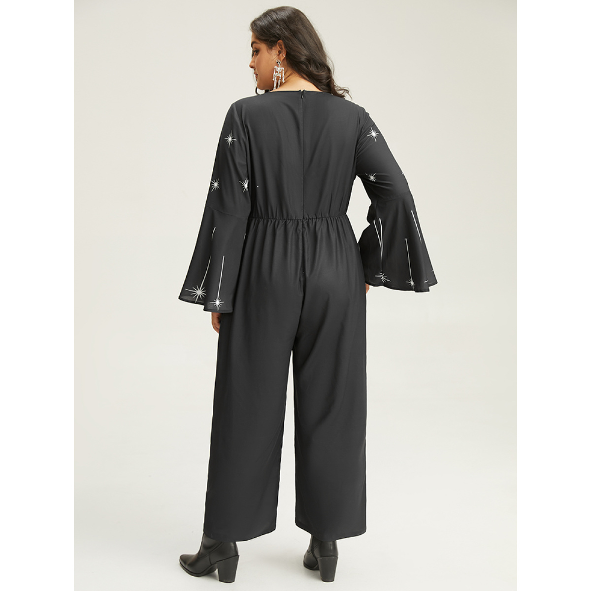 Plus Size Black Halloween Moon & Star Elastic Waist Bell Sleeve Jumpsuit Women Casual Long Sleeve V-neck Festival-Halloween Loose Jumpsuits BloomChic
Plus Size Black Halloween Moon & Star Elastic Waist Bell Sleeve Jumpsuit Women Casual Long Sleeve V-neck Festival-Halloween Loose Jumpsuits BloomChic