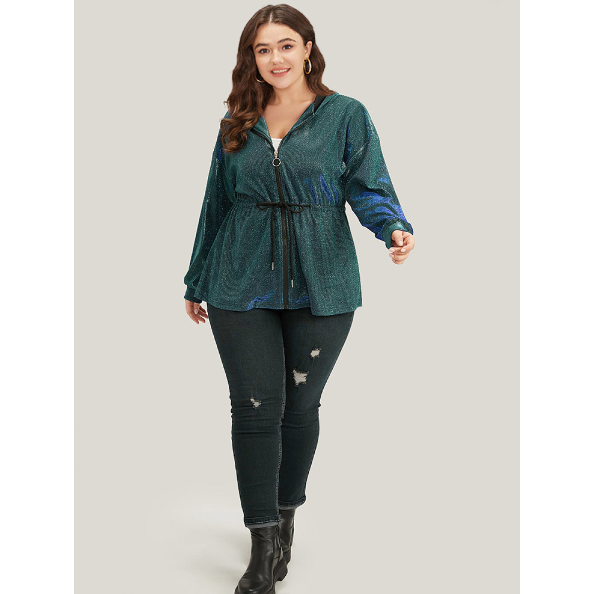 Plus Size Glitter Plain Drawstring Zipper Knot Hooded Coat Women Green Elastic cuffs Dailywear Jackets BloomChic
Plus Size Glitter Plain Drawstring Zipper Knot Hooded Coat Women Green Elastic cuffs Dailywear Jackets BloomChic