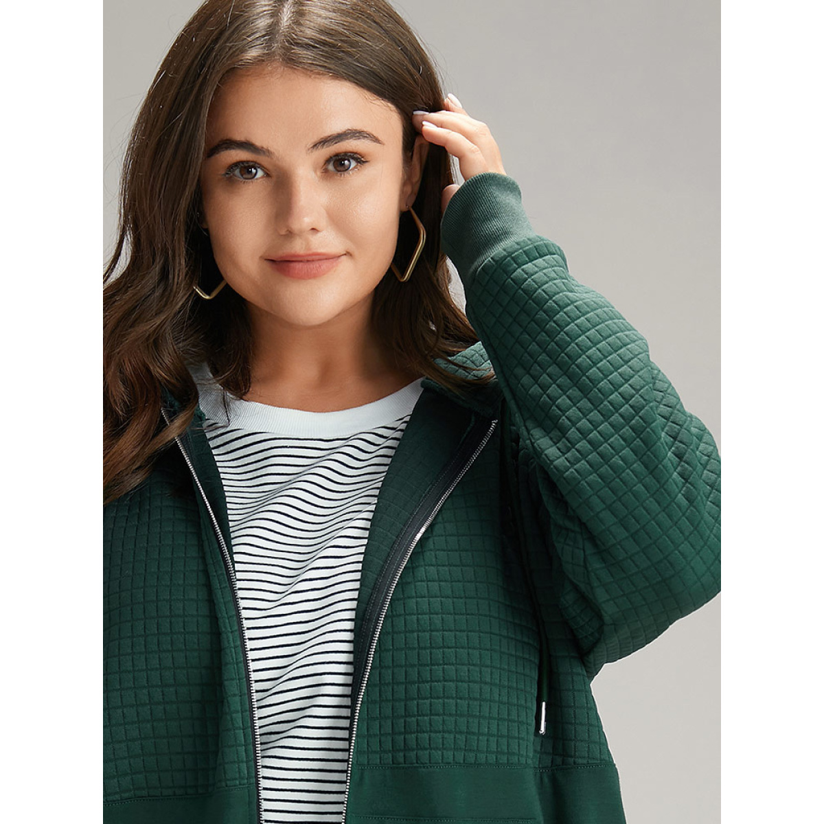 Plus Size Plain Texture Pocket Zipper, Sweatshirt Women DarkGreen Casual Elastic cuffs Hooded Dailywear Sweatshirts BloomChic
Plus Size Plain Texture Pocket Zipper, Sweatshirt Women DarkGreen Casual Elastic cuffs Hooded Dailywear Sweatshirts BloomChic