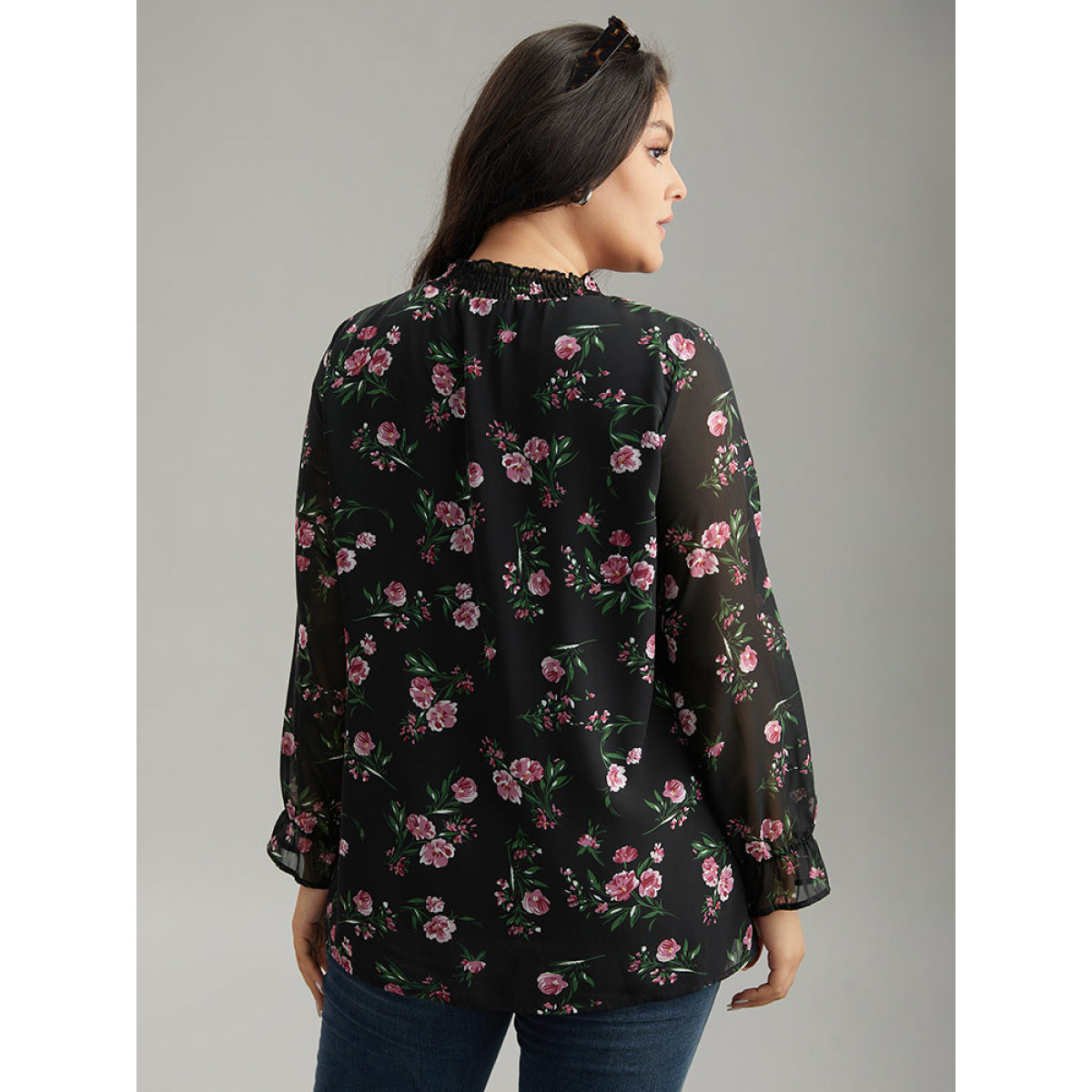 Plus Size Black Chiffon Floral Frill Trim Mesh Patchwork Blouse Women Elegant Long Sleeve Round Neck Dailywear Blouses BloomChic
Plus Size Black Chiffon Floral Frill Trim Mesh Patchwork Blouse Women Elegant Long Sleeve Round Neck Dailywear Blouses BloomChic