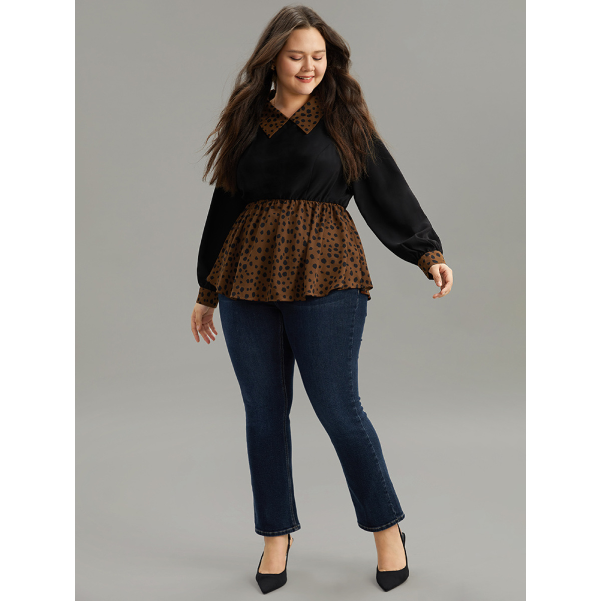Plus Size Black Leopard Patchwork Elastic Waist Blouse Women Elegant Long Sleeve Lapel Collar Dailywear Blouses BloomChic
Plus Size Black Leopard Patchwork Elastic Waist Blouse Women Elegant Long Sleeve Lapel Collar Dailywear Blouses BloomChic
