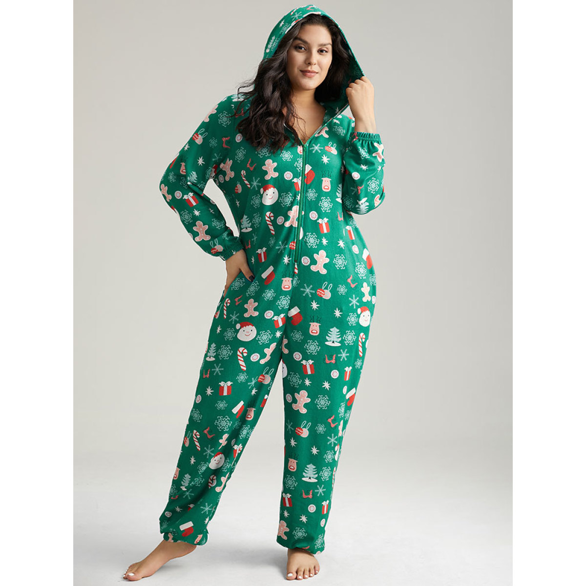 Plus Size Christmas Graphic Hooded Pocket Sleep Jumpsuit Green Pocket Elastic cuffs Festival-Christmas Casual Sleep Jumpsuits/Rompers Bloomchic
Plus Size Christmas Graphic Hooded Pocket Sleep Jumpsuit Green Pocket Elastic cuffs Festival-Christmas Casual Sleep Jumpsuits/Rompers Bloomchic