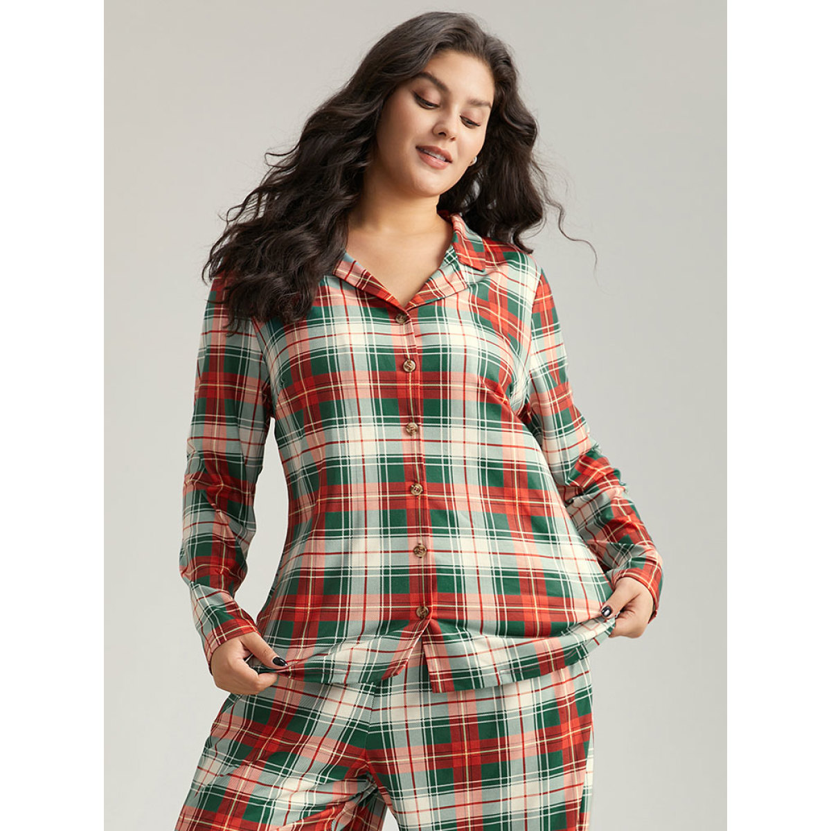 Plus Size Snuggly Plaid Button Up Sleep Top Multicolor Plaid Long Sleeve Shirt collar Festival-Christmas Casual Bloomchic
Plus Size Snuggly Plaid Button Up Sleep Top Multicolor Plaid Long Sleeve Shirt collar Festival-Christmas Casual Bloomchic