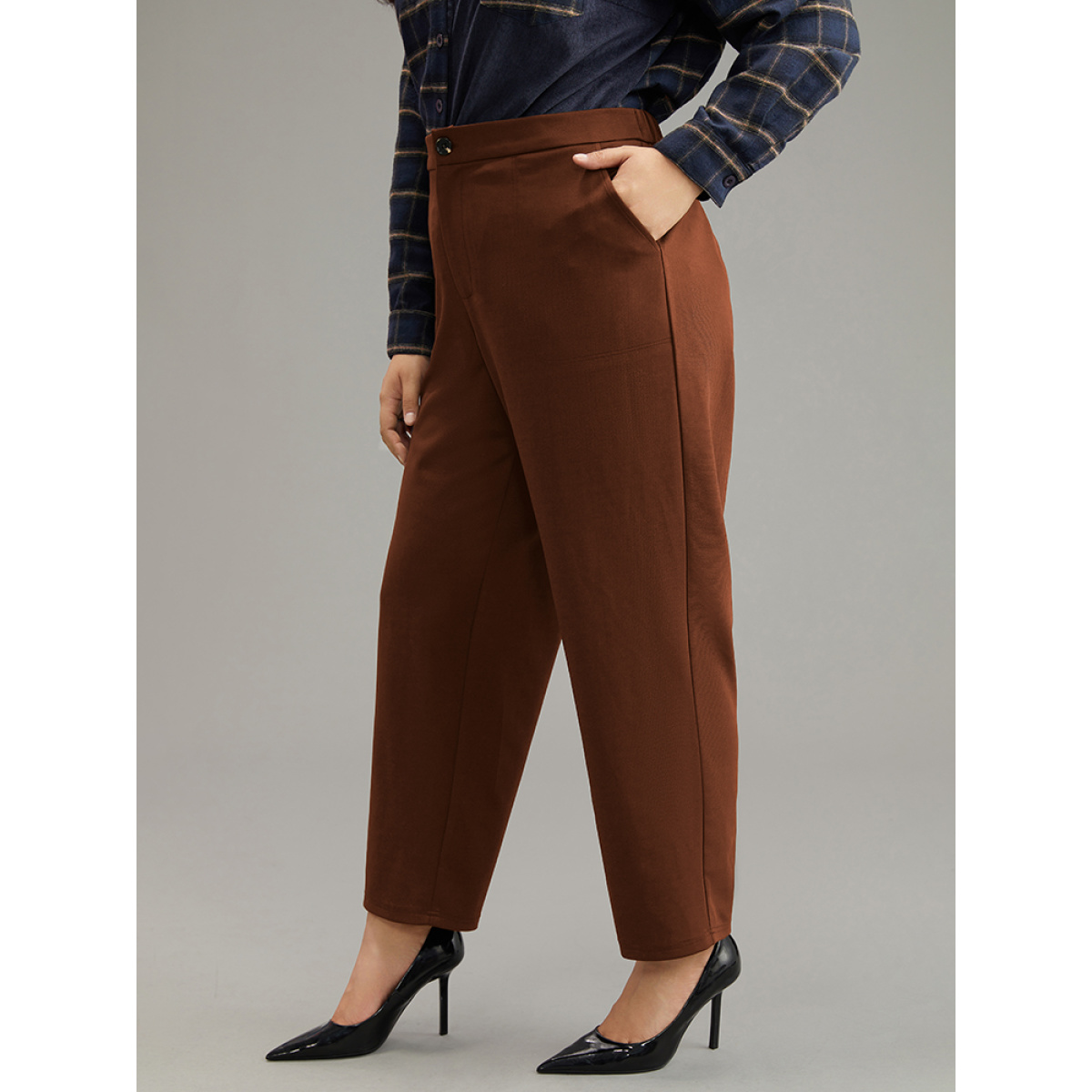 Plus Size Plain Elastic Waist Pocket Mid Rise Pants Women DarkBrown Office Mid Rise Work Pants BloomChic
Plus Size Plain Elastic Waist Pocket Mid Rise Pants Women DarkBrown Office Mid Rise Work Pants BloomChic