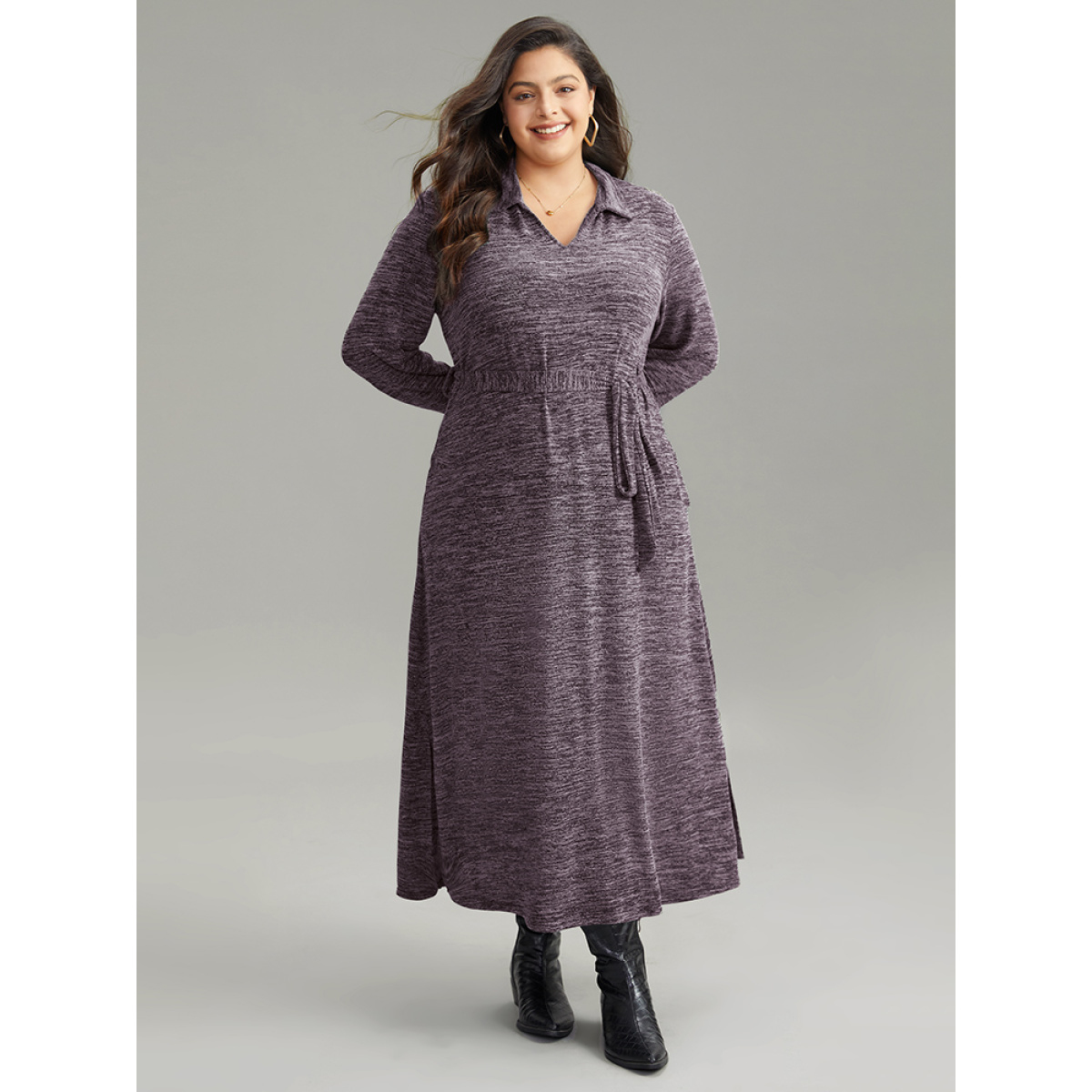 Plus Size Solid Pocket Elastic Waist Ties Split Hem Dress Purple Women Casual Plain Lapel Collar Long Sleeve Curvy Midi Dress BloomChic
Plus Size Solid Pocket Elastic Waist Ties Split Hem Dress Purple Women Casual Plain Lapel Collar Long Sleeve Curvy Midi Dress BloomChic