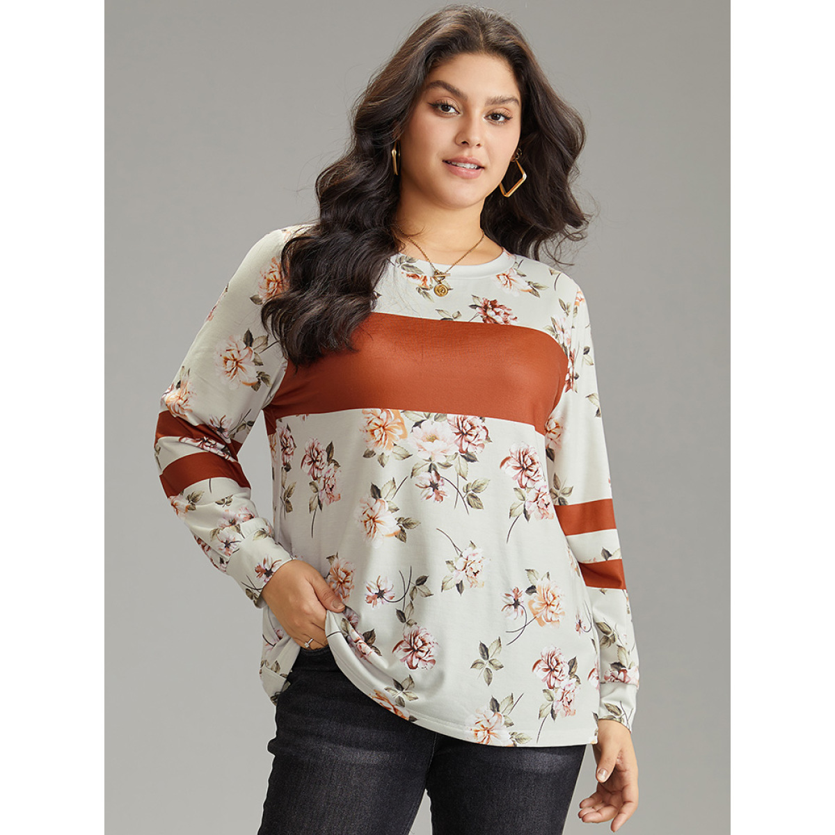 Plus Size Floral Patchwork Colorblock Contrast Crew Neck T-shirt Multicolor Women Casual Contrast Floral Round Neck Dailywear T-shirts BloomChic
Plus Size Floral Patchwork Colorblock Contrast Crew Neck T-shirt Multicolor Women Casual Contrast Floral Round Neck Dailywear T-shirts BloomChic