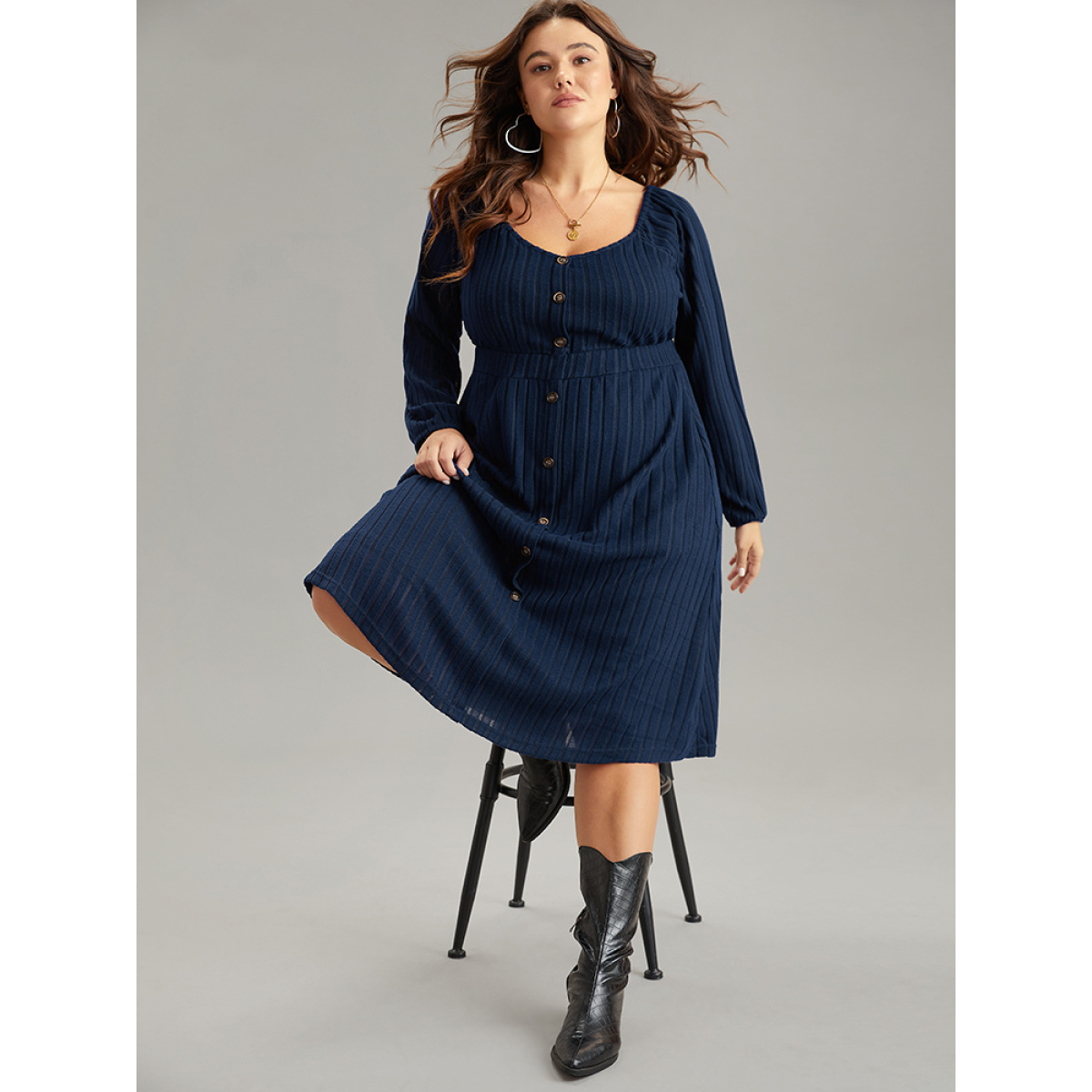 Plus Size Solid Rib Knit Gathered Scoop Neck Dress Indigo Women Basics Elastic cuffs Scoop Neck Long Sleeve Curvy Midi Dress BloomChic
Plus Size Solid Rib Knit Gathered Scoop Neck Dress Indigo Women Basics Elastic cuffs Scoop Neck Long Sleeve Curvy Midi Dress BloomChic