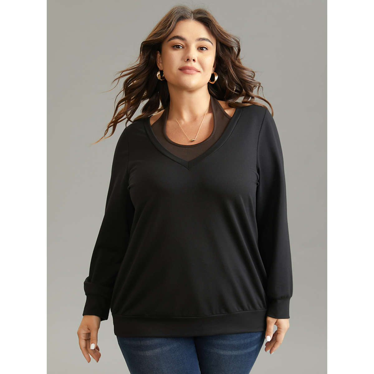Plus Size Halter 2-In-1 Patchwork Sweatshirt Women Black Casual Plain Halter neck Everyday Sweatshirts BloomChic
Plus Size Halter 2-In-1 Patchwork Sweatshirt Women Black Casual Plain Halter neck Everyday Sweatshirts BloomChic