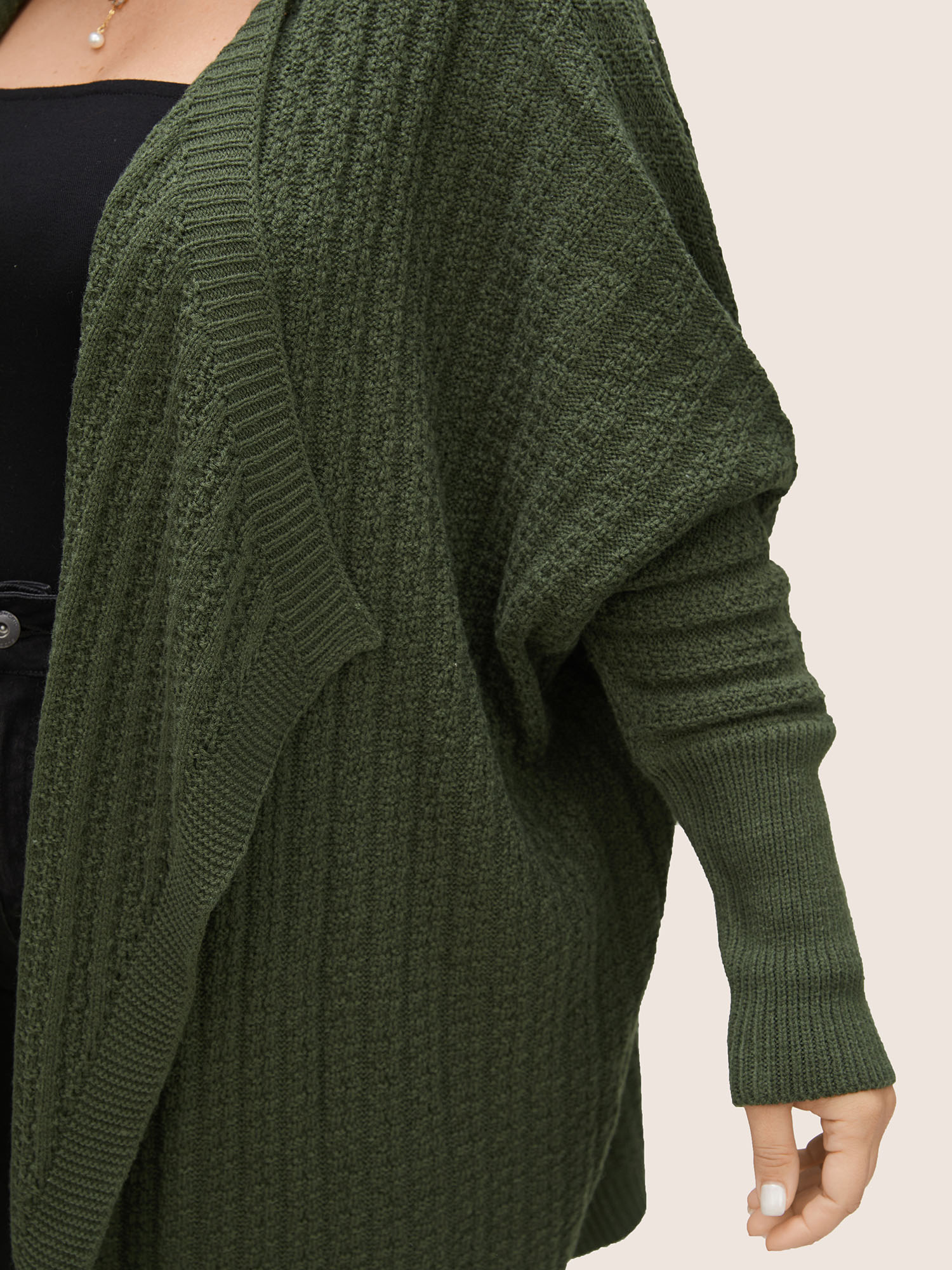 

Plus Size Solid Asymmetrical Neck Batwing Sleeve Cardigan ArmyGreen Women Casual Loose Long Sleeve Everyday Cardigans BloomChic