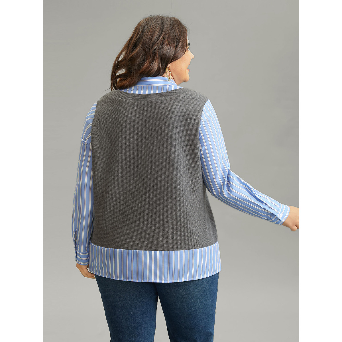 Plus Size 2-In-1 Striped Patchwork Waffle Knit Sweatshirt Women Gray Casual Waffle Knit Shirt collar Dailywear Sweatshirts BloomChic
Plus Size 2-In-1 Striped Patchwork Waffle Knit Sweatshirt Women Gray Casual Waffle Knit Shirt collar Dailywear Sweatshirts BloomChic