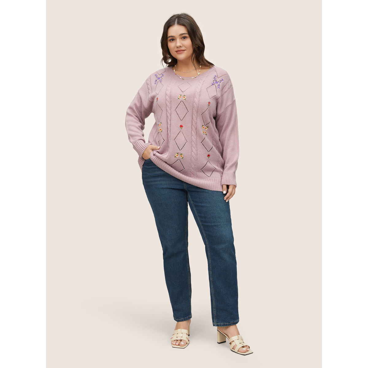 Plus Size Floral Embroidered Geometric Hollow Out Cable Knit Pullover Lilac Women Casual Long Sleeve Round Neck Everyday Pullovers BloomChic
Plus Size Floral Embroidered Geometric Hollow Out Cable Knit Pullover Lilac Women Casual Long Sleeve Round Neck Everyday Pullovers BloomChic