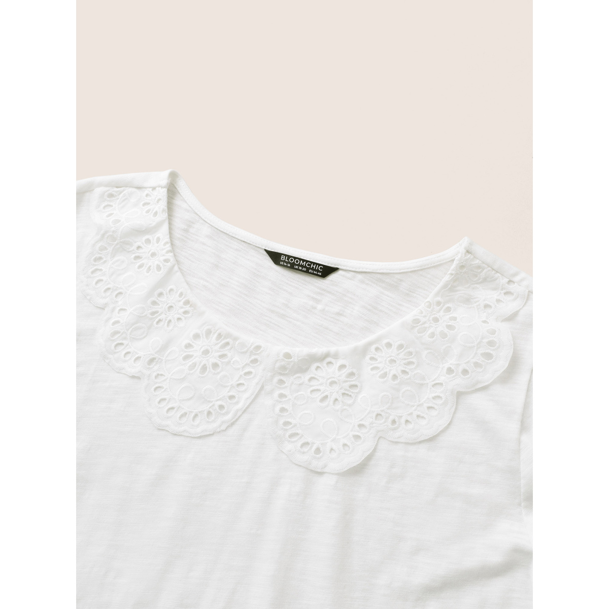Plus Size Solid Broderie Anglaise Peter Pan Collar T-shirt White Women Elegant Non Plain Peter Pan Collar Everyday T-shirts BloomChic
Plus Size Solid Broderie Anglaise Peter Pan Collar T-shirt White Women Elegant Non Plain Peter Pan Collar Everyday T-shirts BloomChic
