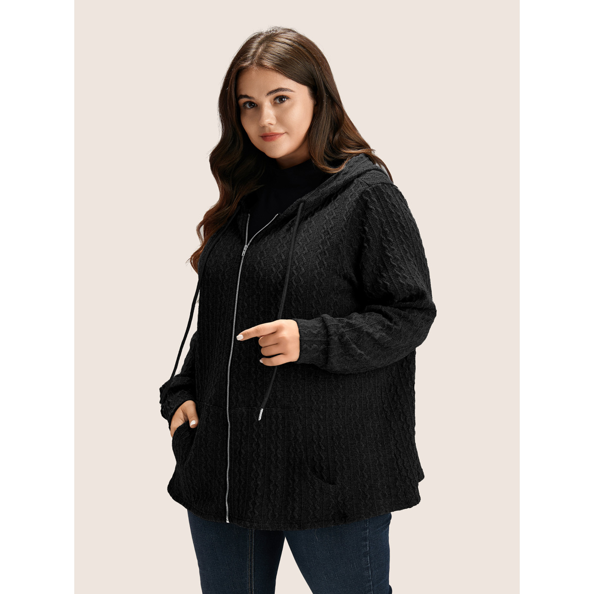 Plus Size Plain Textured Zipper Hooded Sweatshirt Women Black Casual Non Hooded Everyday Sweatshirts BloomChic
Plus Size Plain Textured Zipper Hooded Sweatshirt Women Black Casual Non Hooded Everyday Sweatshirts BloomChic