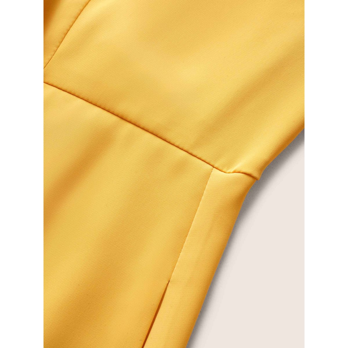 

Plus Size Citrus Solid Ruffle Trim Surplice Neck Dress Gold Women Overlapping V-neck Sleeveless Curvy Midi Dress BloomChic