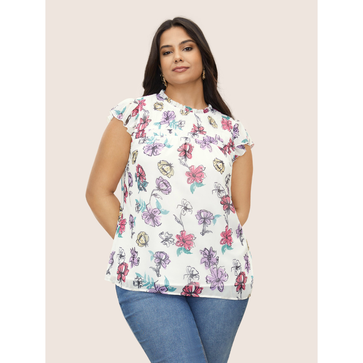 Plus Size Multicolor Floral Frill Trim Ruffle Cap Sleeve Blouse Women Elegant Cap Sleeve Round Neck Everyday Blouses BloomChic
Plus Size Multicolor Floral Frill Trim Ruffle Cap Sleeve Blouse Women Elegant Cap Sleeve Round Neck Everyday Blouses BloomChic