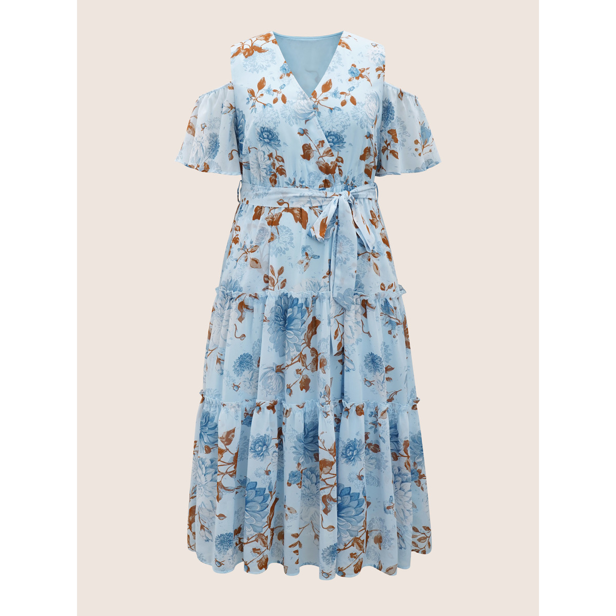 Plus Size Floral Wrap Mesh Ruffle Sleeve Dress LightBlue Women Formal V-neck Sleeveless Curvy BloomChic
Plus Size Floral Wrap Mesh Ruffle Sleeve Dress LightBlue Women Formal V-neck Sleeveless Curvy BloomChic