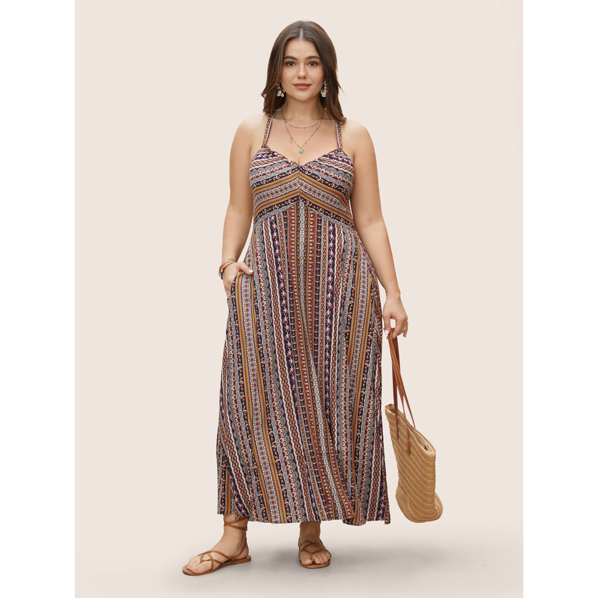 Plus Size Boho Print Elastic Waist Split Hem Cami Dress Navy Women Resort Non V-neck Sleeveless Curvy BloomChic
Plus Size Boho Print Elastic Waist Split Hem Cami Dress Navy Women Resort Non V-neck Sleeveless Curvy BloomChic