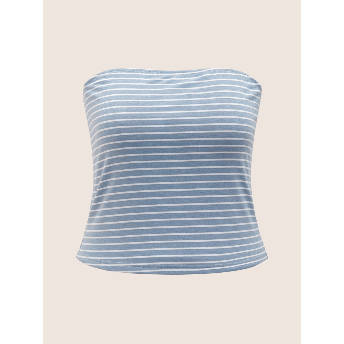 

Plus Size Strapless Striped Shirred Tank Top Women Stone Resort Contrast Strapless Vacation Tank Tops Camis BloomChic